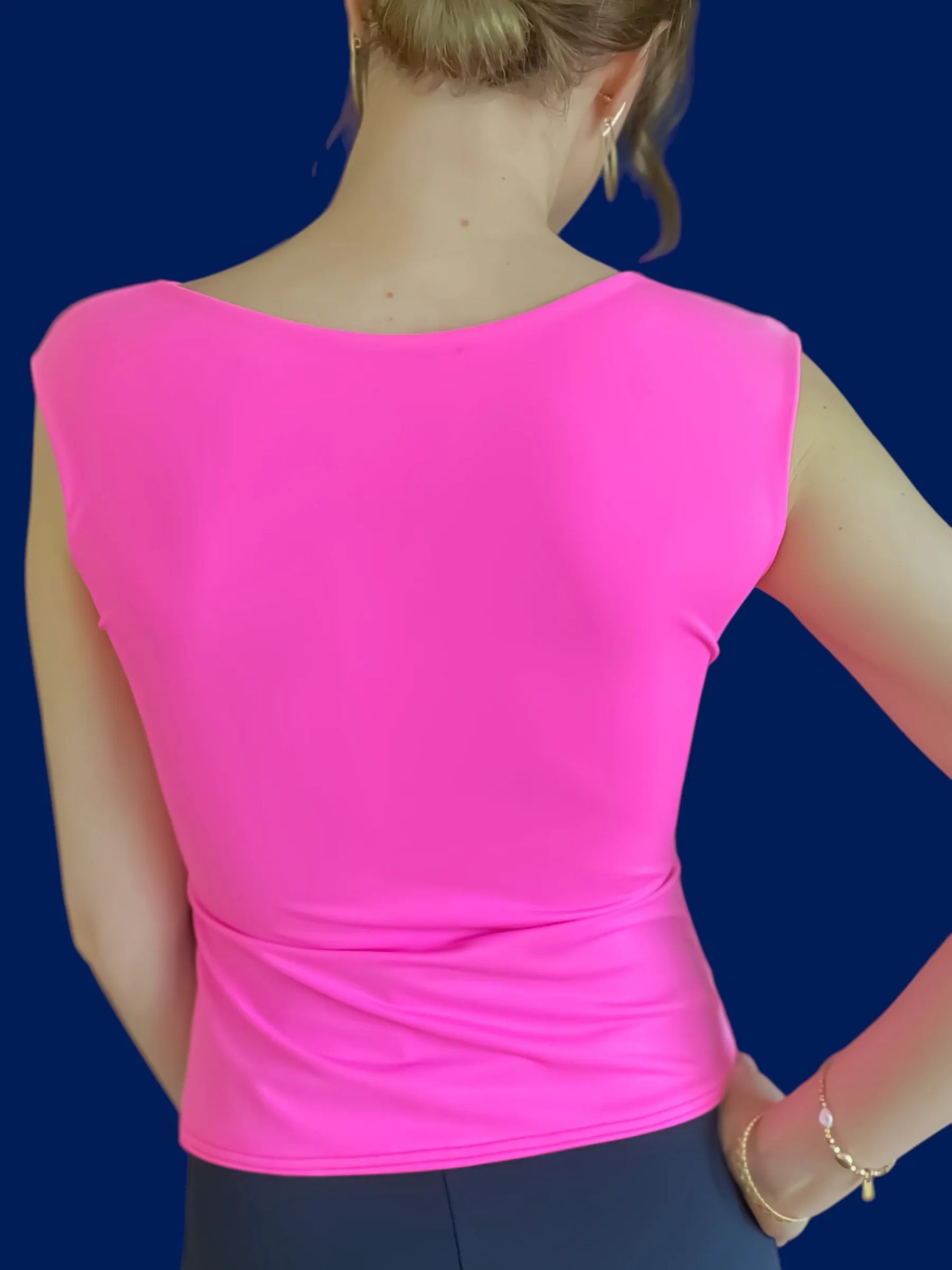 Versatile sleeveless tango top with closed shoulders