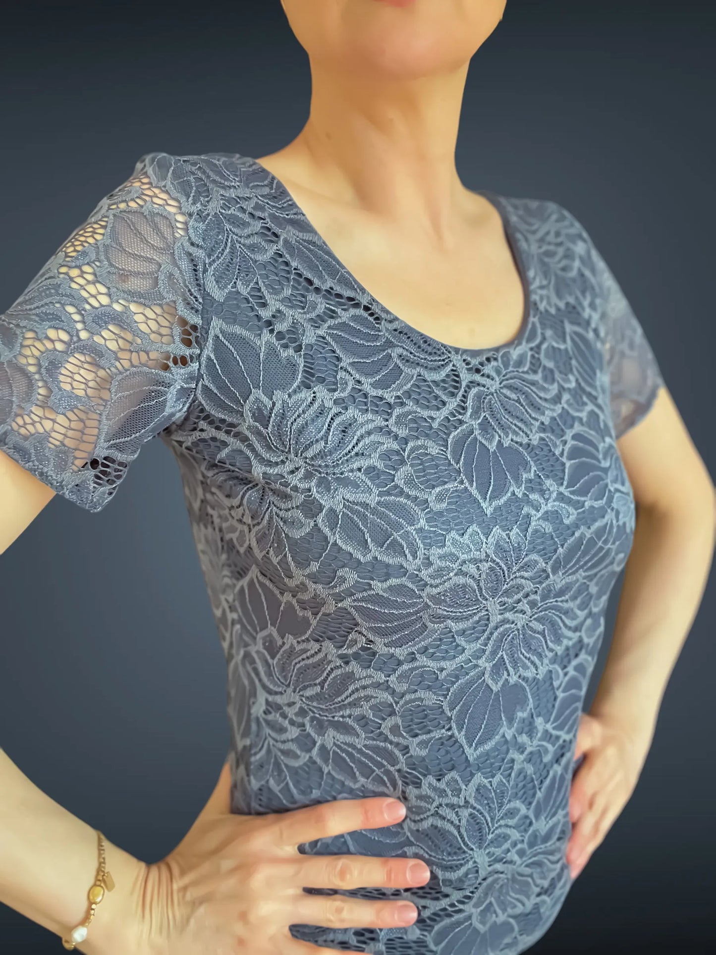 Elegant lace tango top with delicate sheer effect