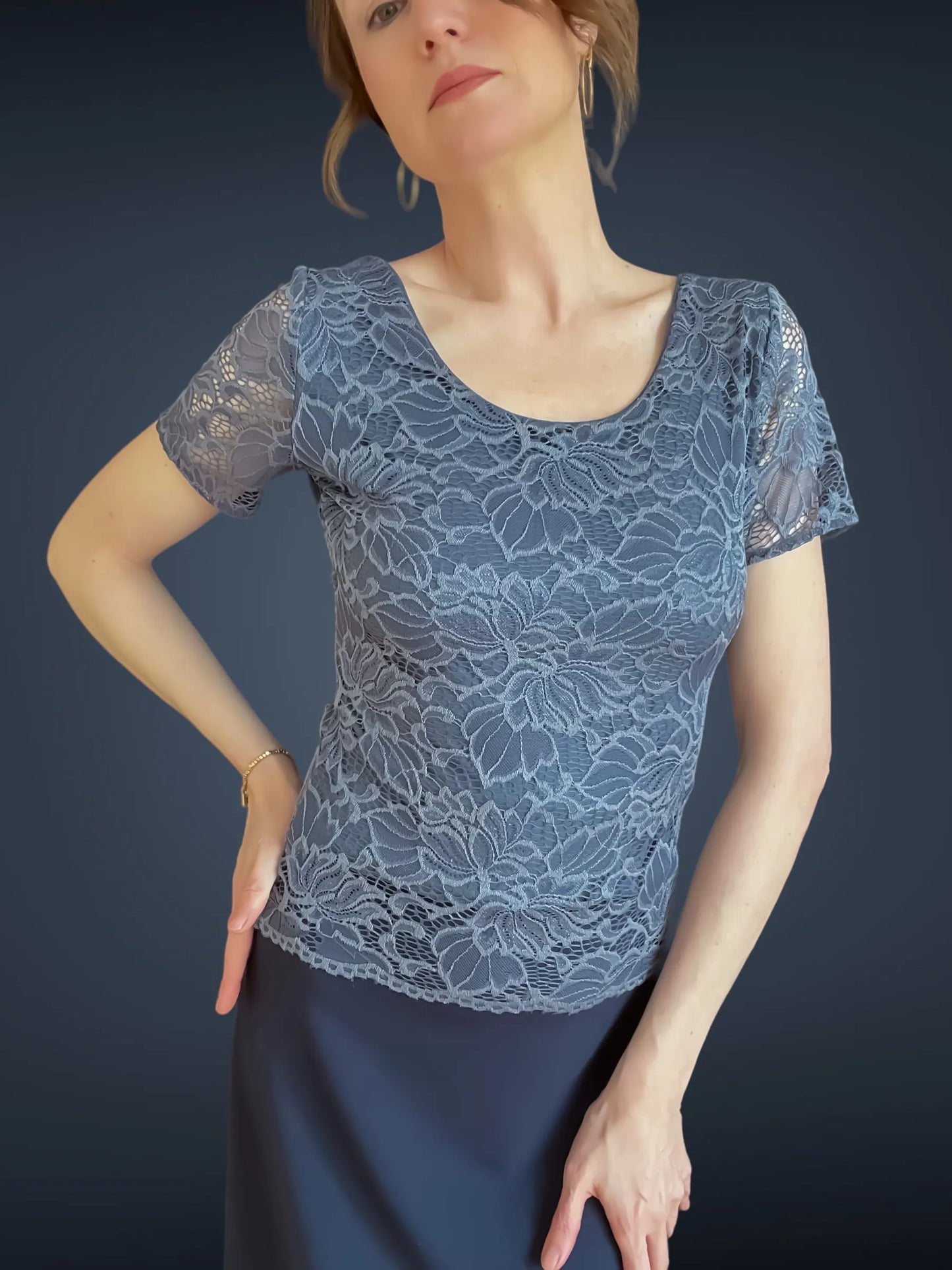 Elegant lace tango top with delicate sheer effect