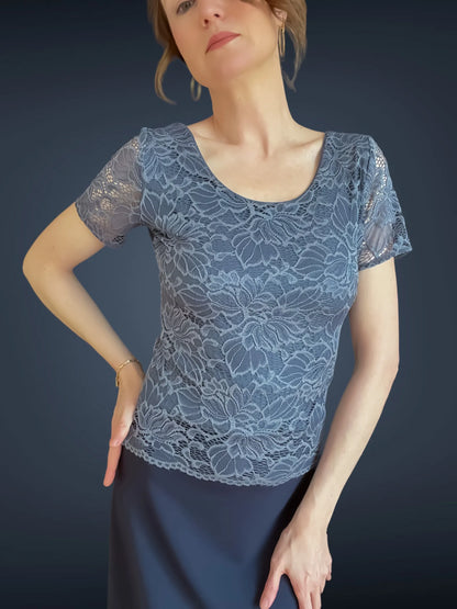 Elegant lace tango top with delicate sheer effect