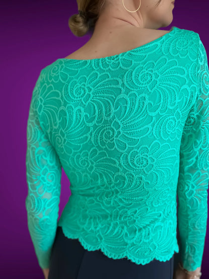 Haut de tango en dentelle Tiffany à manches longues et doublure en jersey