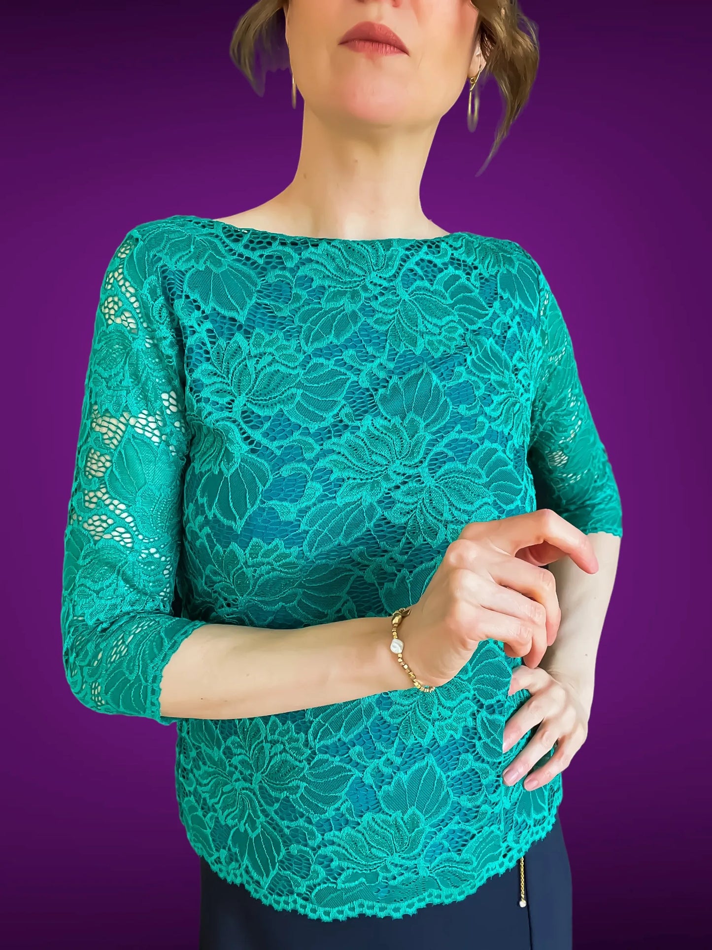 Haut tango exclusif en dentelle avec doublure en jersey