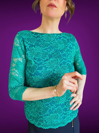 Haut tango exclusif en dentelle avec doublure en jersey