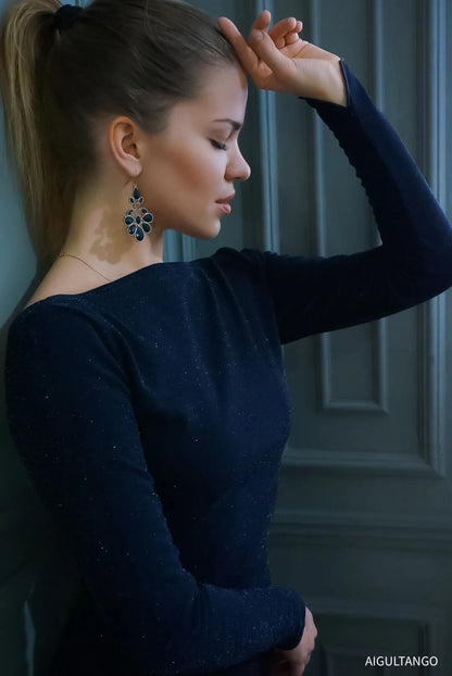 Classic black tango dress with alluring back neckline