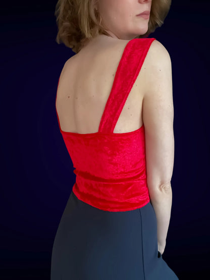 Velvet tango top with wide straps and optional bust gathers