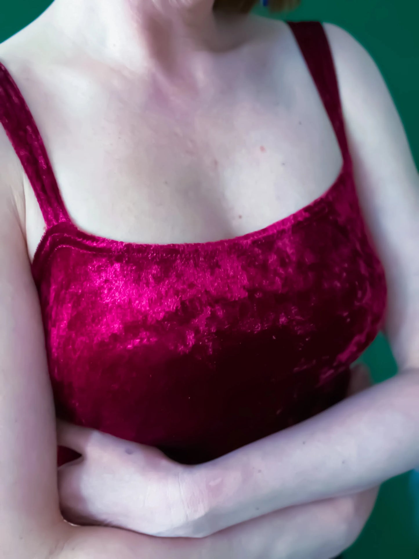 Velvet tango top with wide straps and optional bust gathers