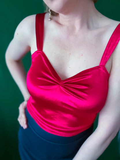 Velvet tango top with wide straps and optional bust gathers