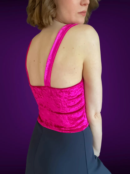 Velvet tango top with wide straps and optional bust gathers