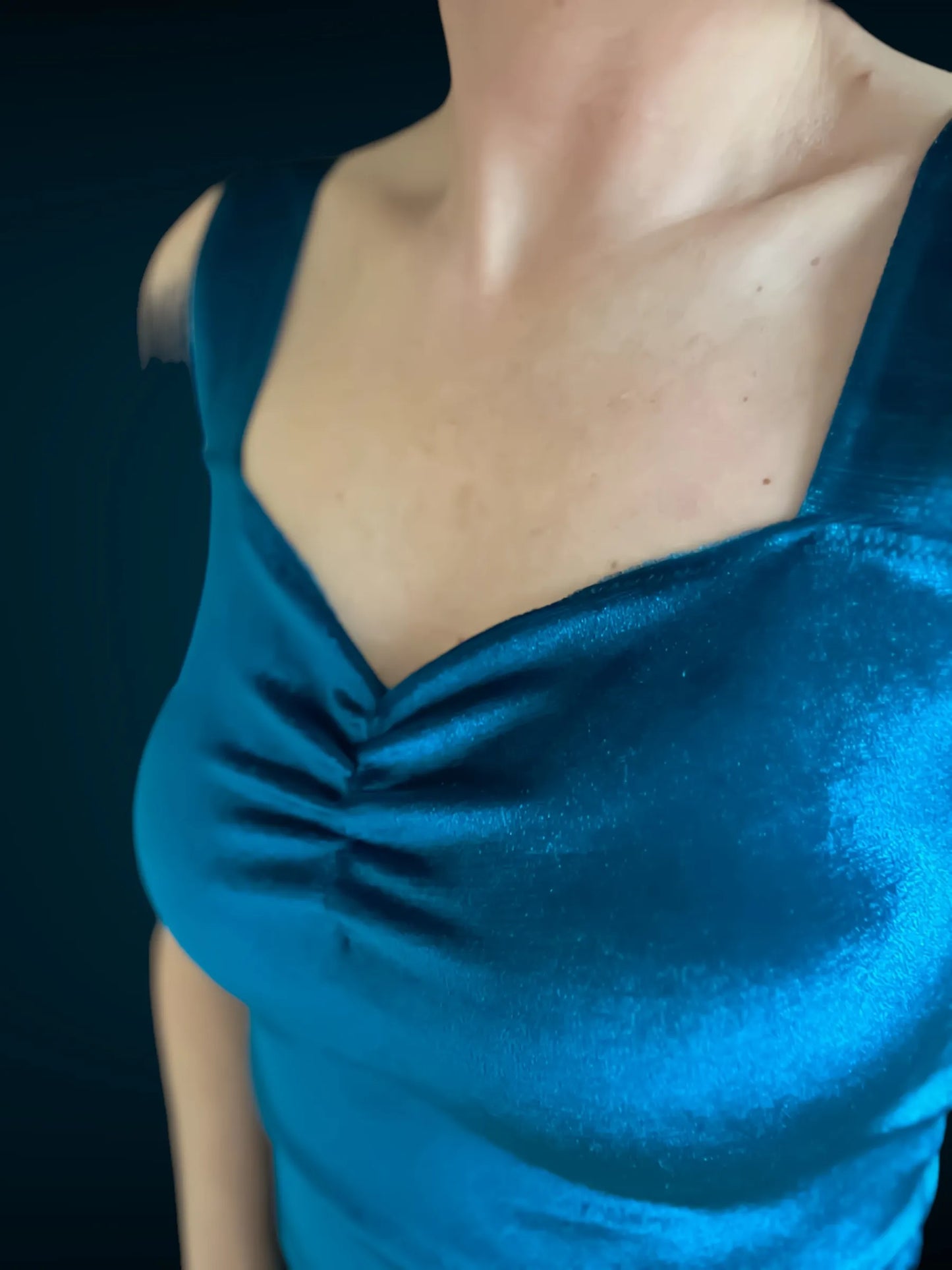 Velvet tango top with wide straps and optional bust gathers