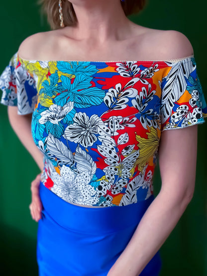 Floral tango tube top in silky jersey - one of a kind