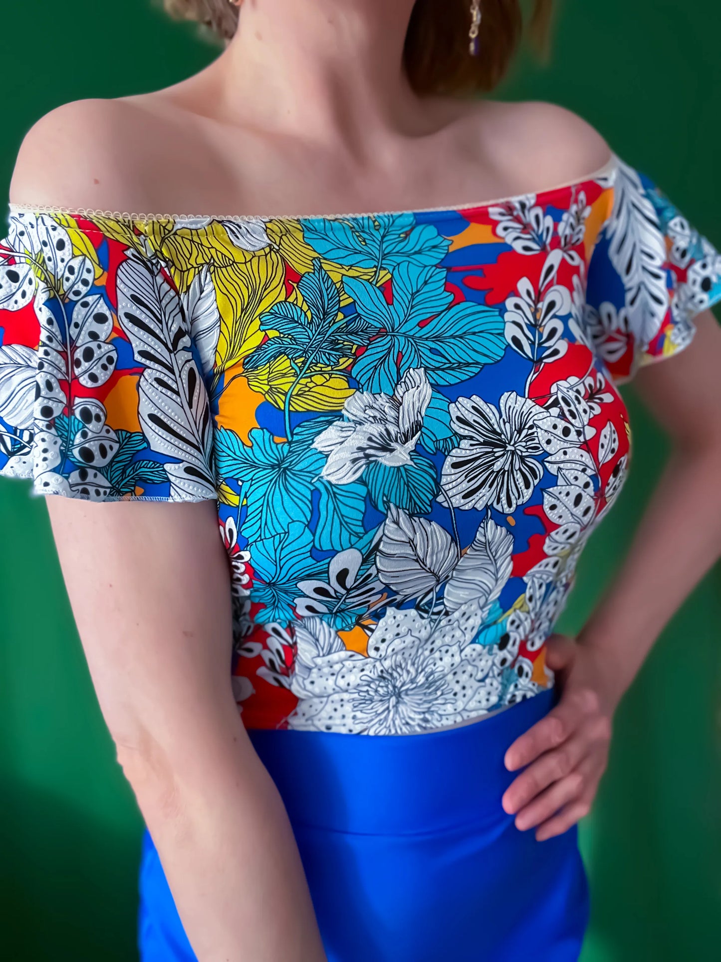 Floral tango tube top in silky jersey - one of a kind