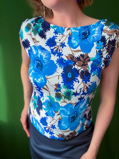 Floral tango top in silky jersey with lining - one of a kind