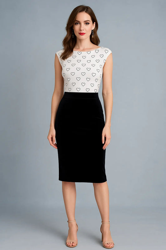 White viscose tango top with heart print - one of a kind