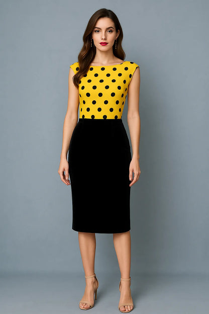 Yellow polka dot tango top in crash viscose