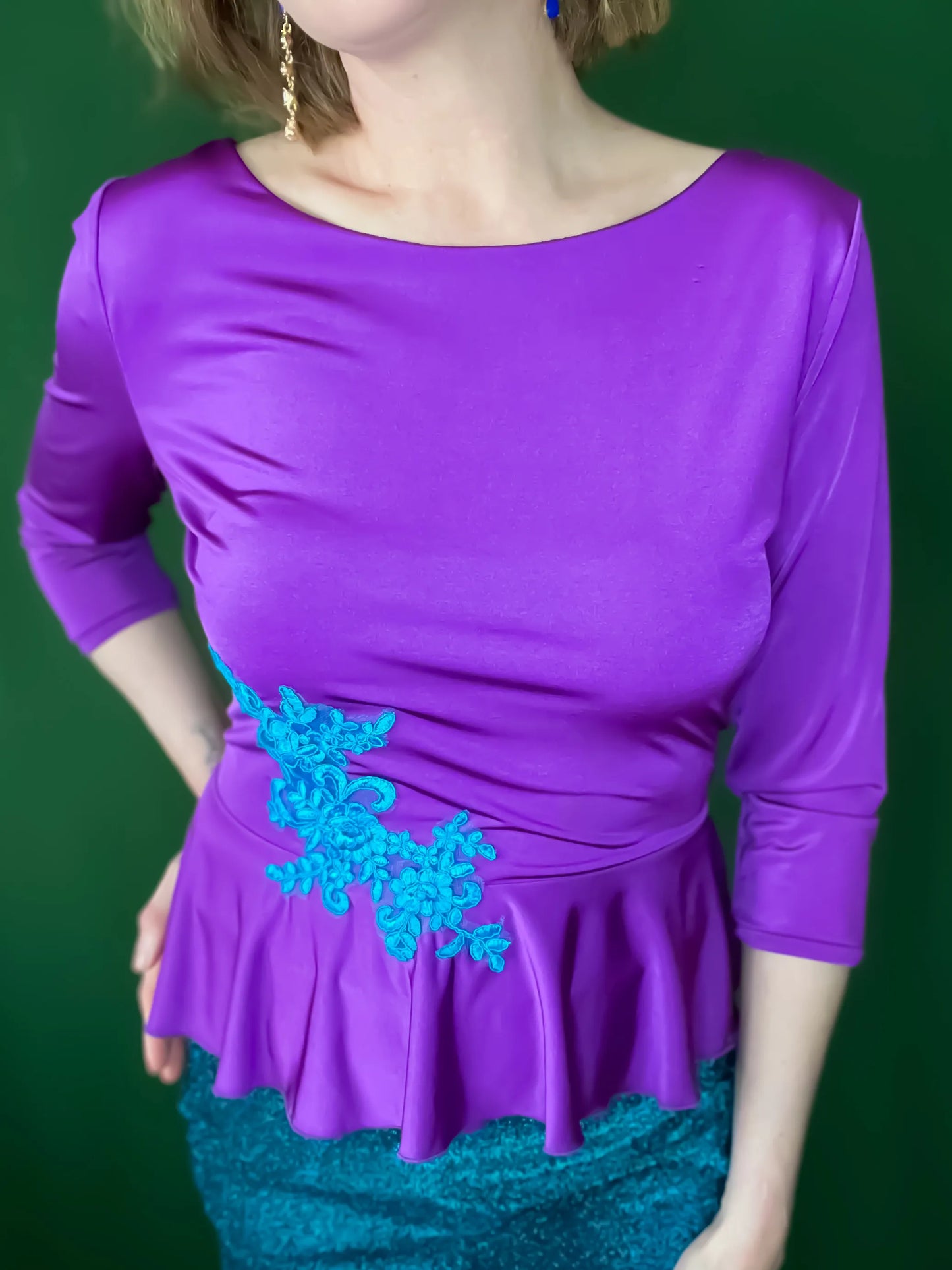 Exclusive silky jersey tango top with basque design