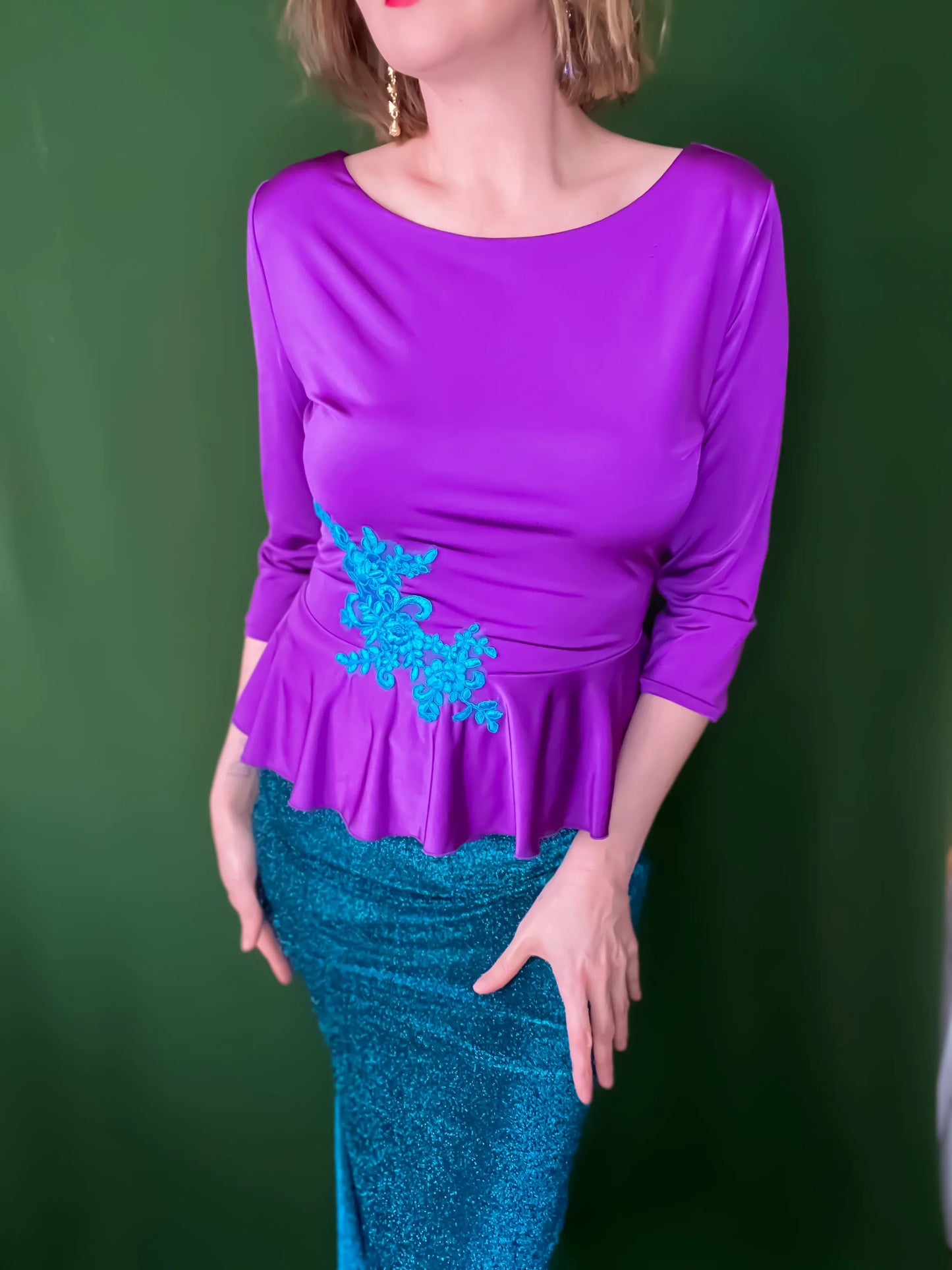 Exclusive silky jersey tango top with basque design