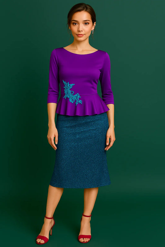 Exclusive silky jersey tango top with basque design