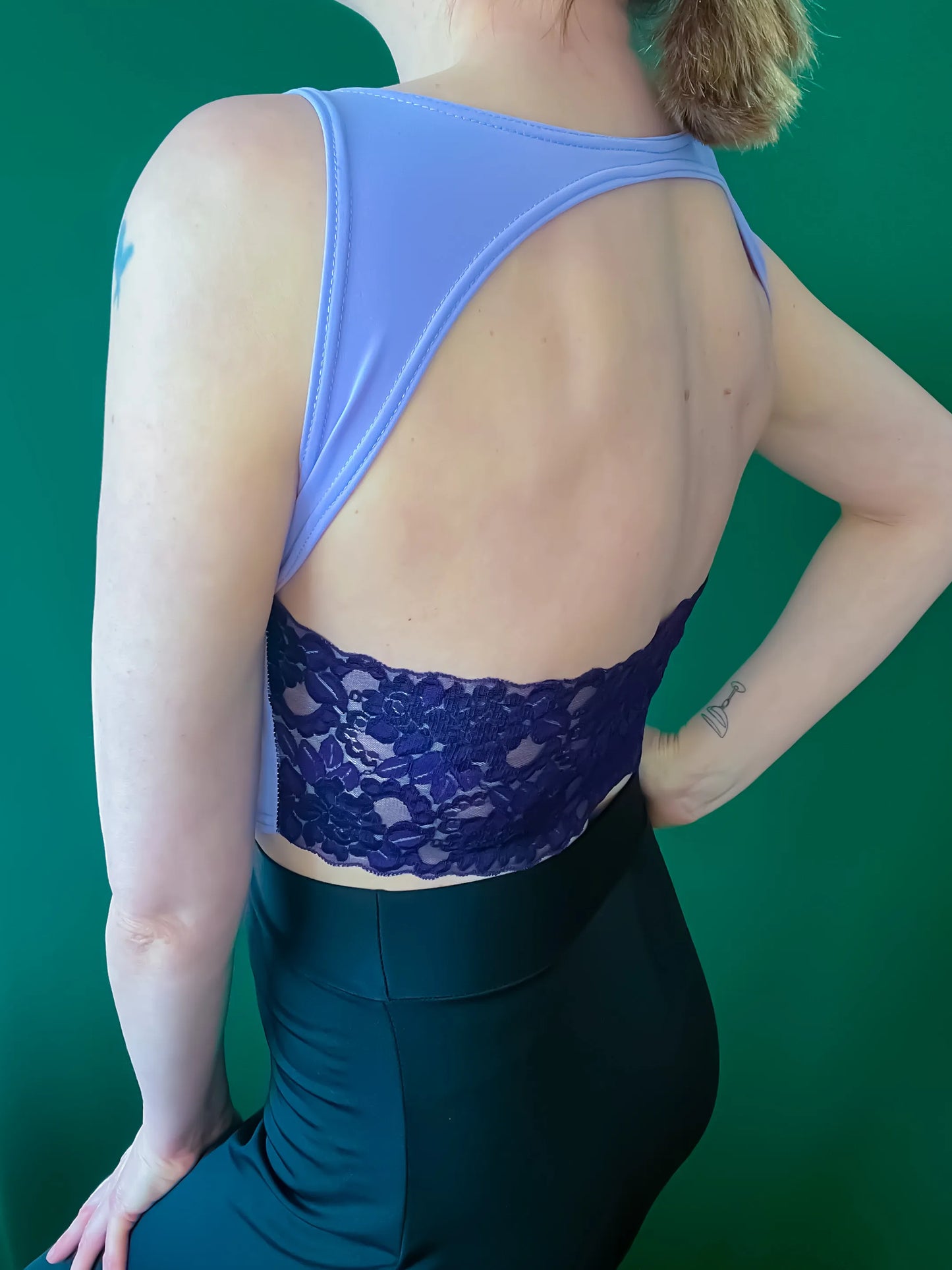 Lilac tango crop top with lace back