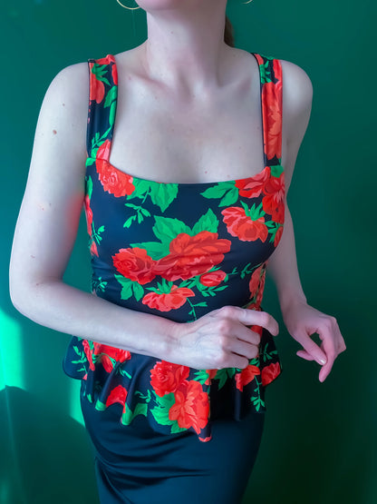 Floral tango top with peplum