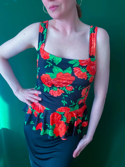 Floral tango top with peplum