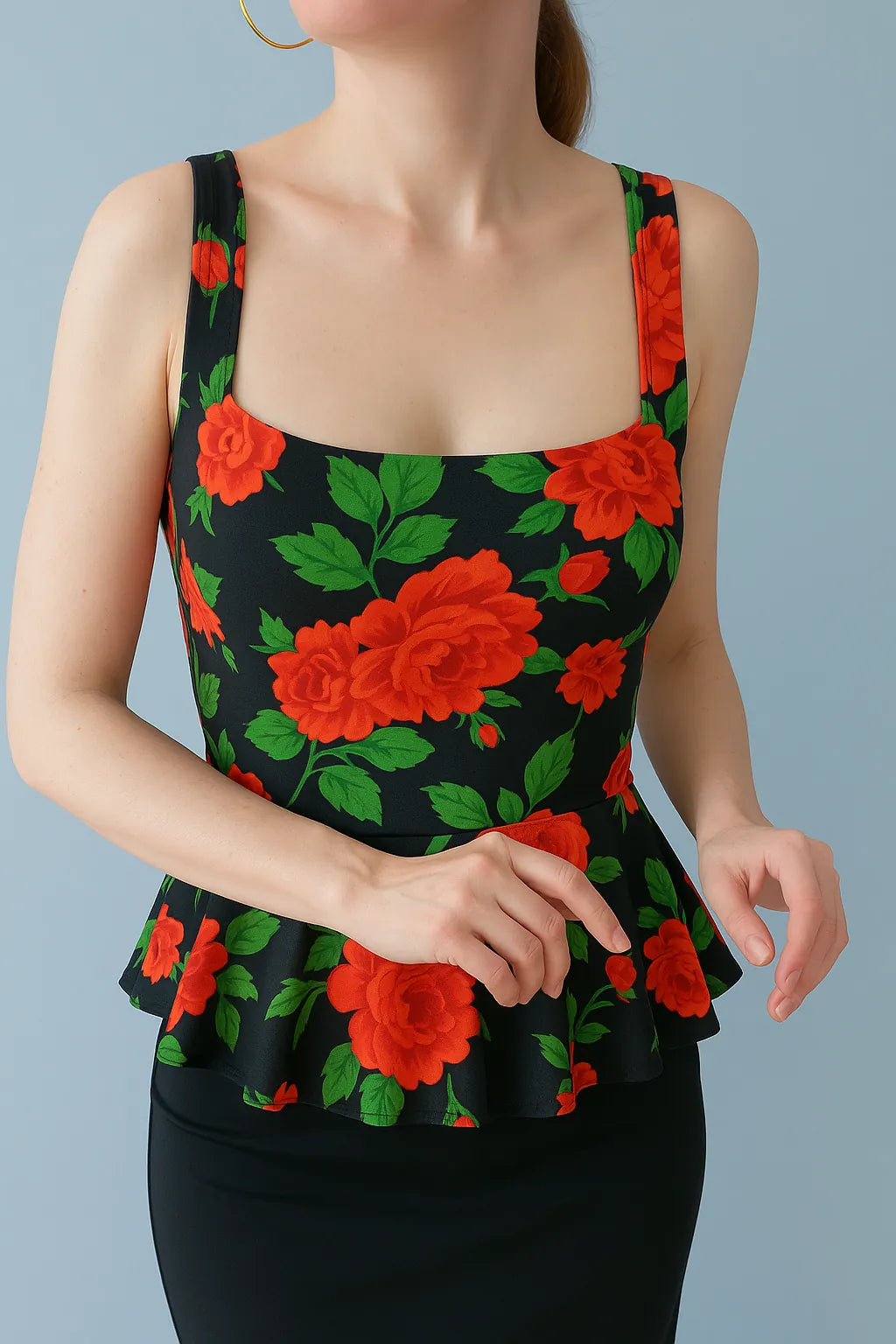 Floral tango top with peplum