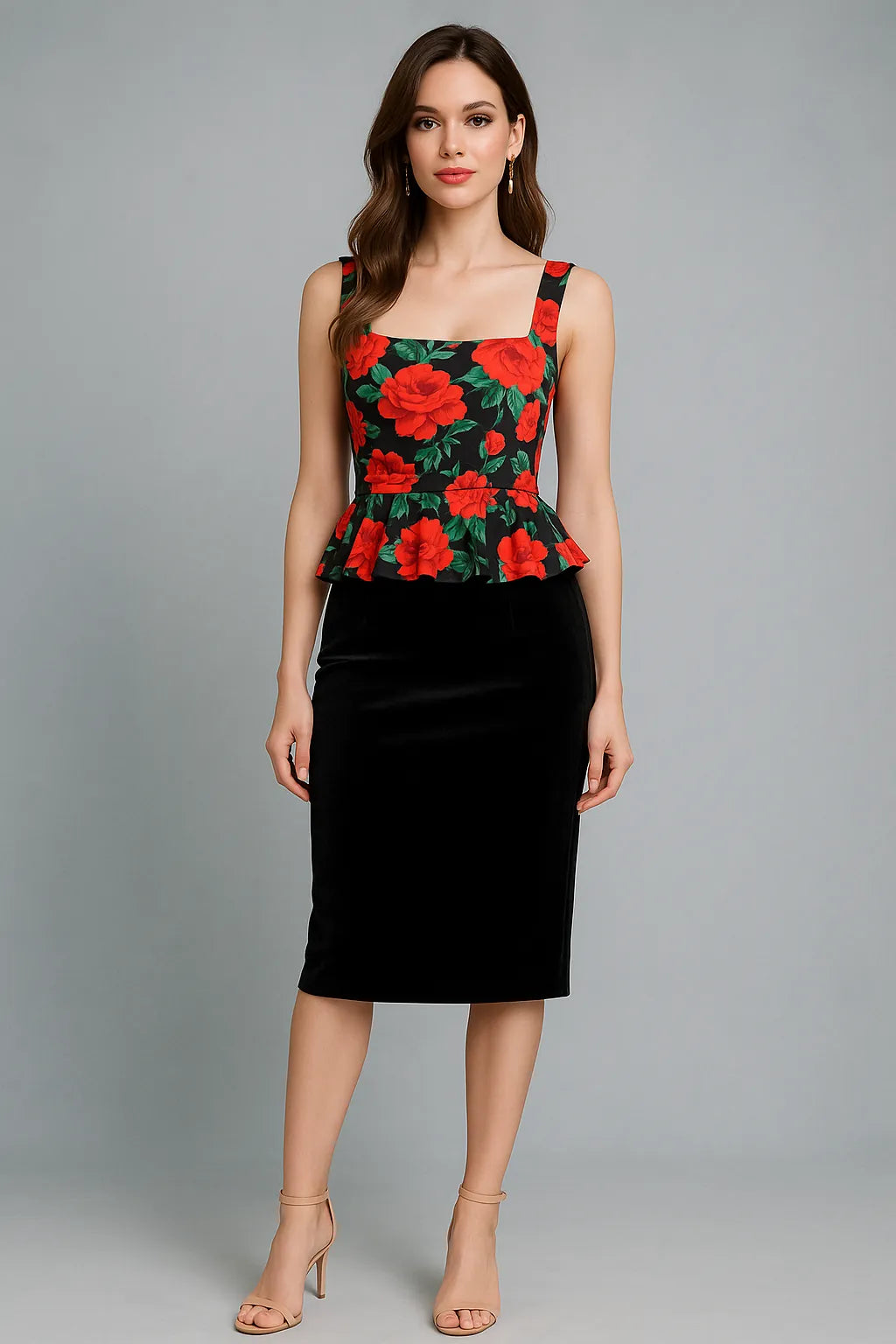 Floral tango top with peplum
