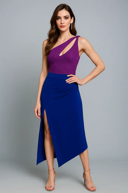 Glamorous tango top with cutout neckline and one-shoulder design