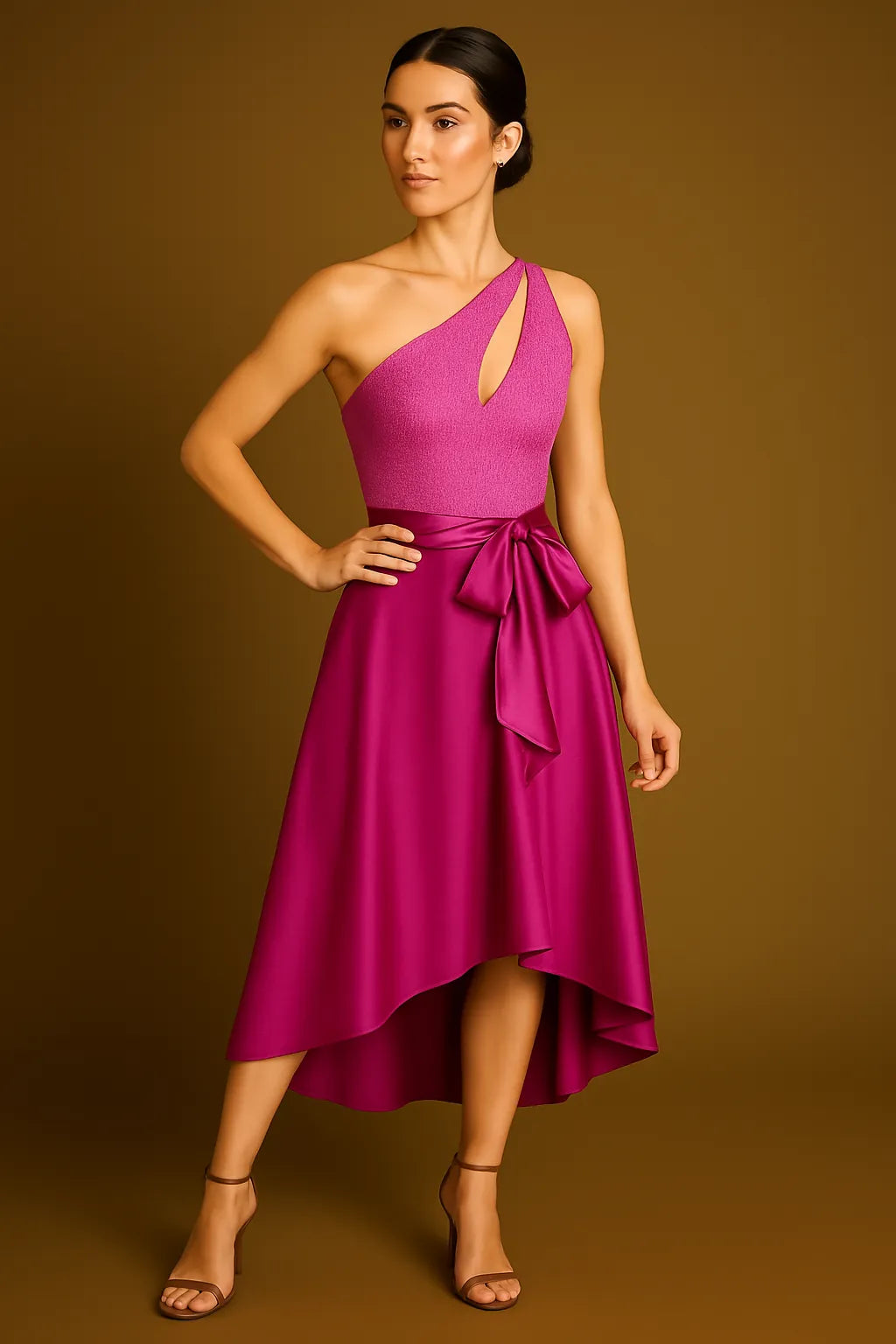 Glamorous tango top with cutout neckline and one-shoulder design
