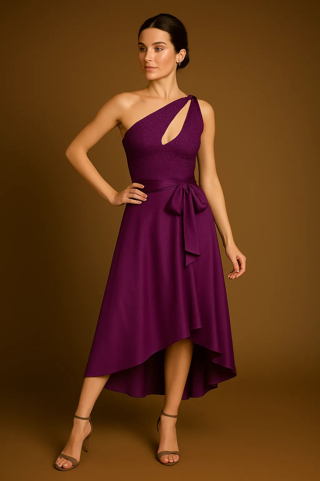 Glamorous tango top with cutout neckline and one-shoulder design