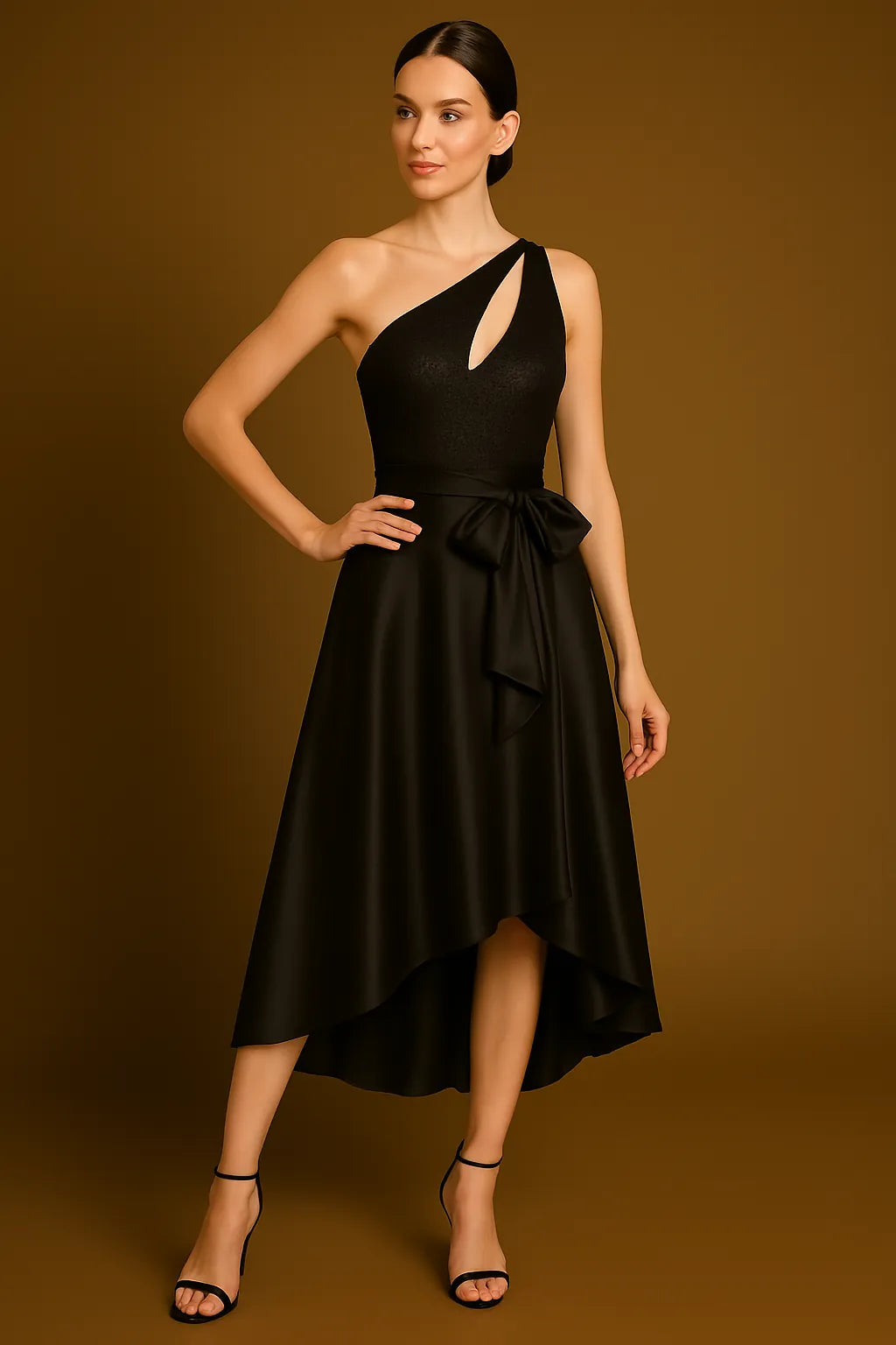 Glamorous tango top with cutout neckline and one-shoulder design