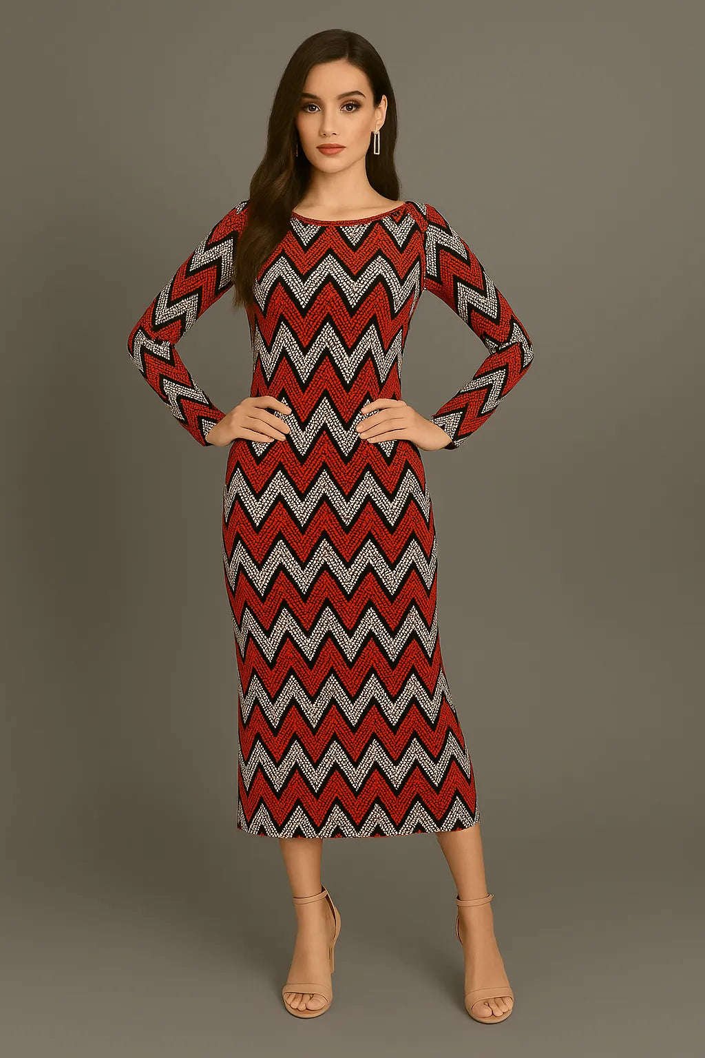 Unique tango dress in knit with knot accent and sleek fit