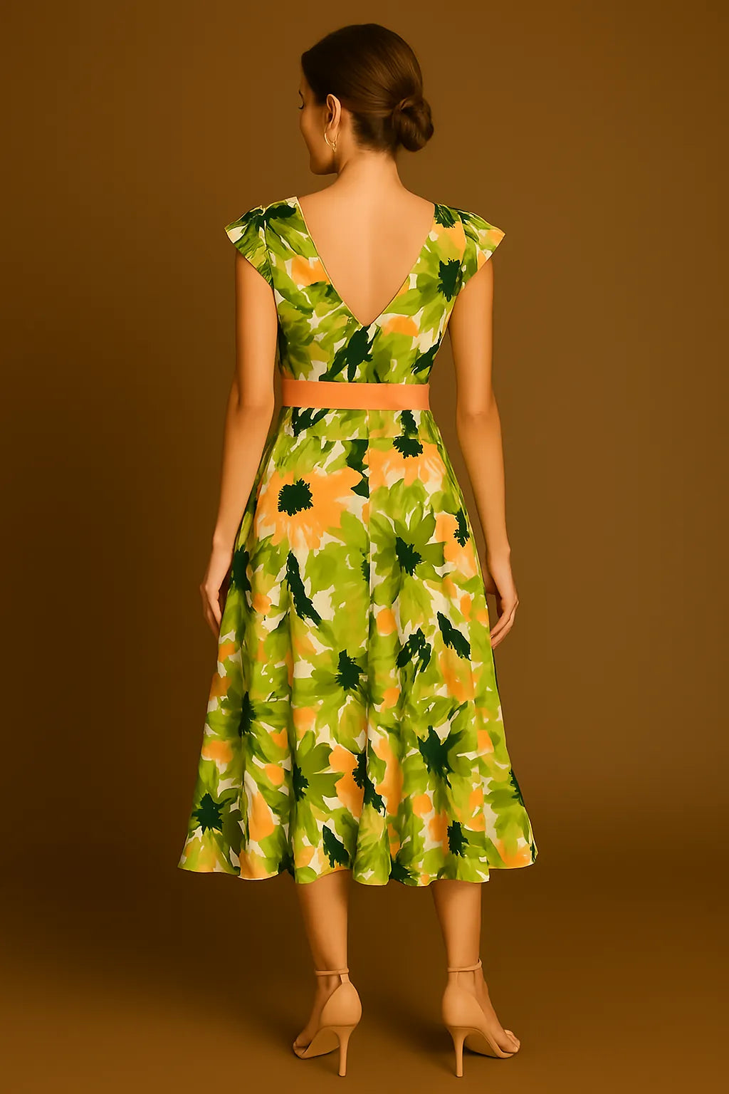 Romantic tango dress with flutter sleeves and flowing skirt