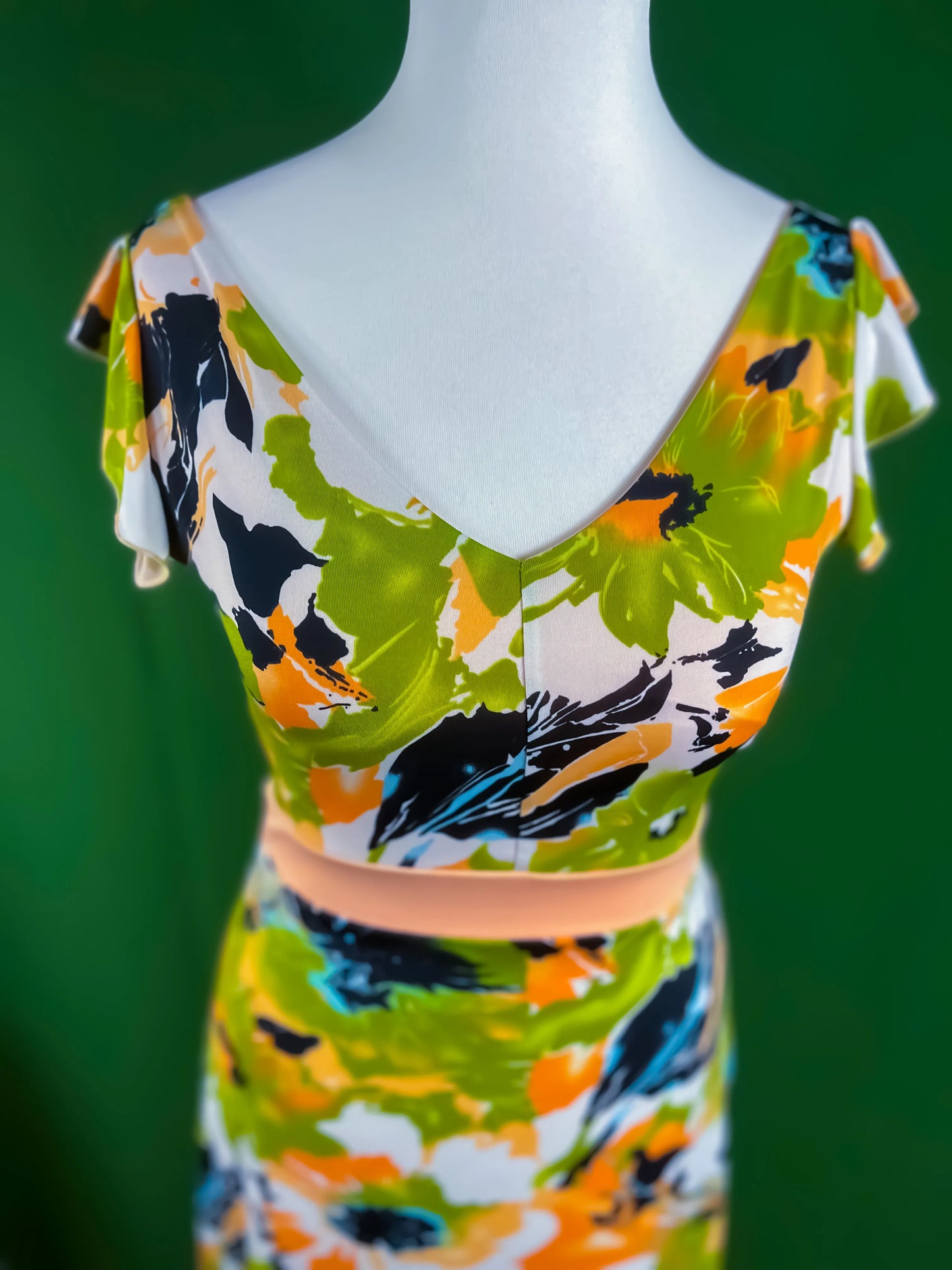 Romantic tango dress with flutter sleeves and flowing skirt