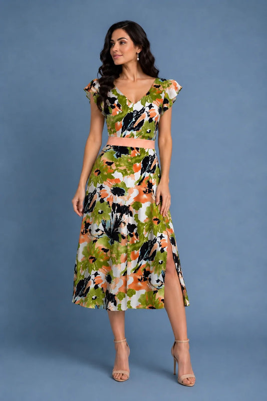Floral Tango Dress with Flowing Skirt