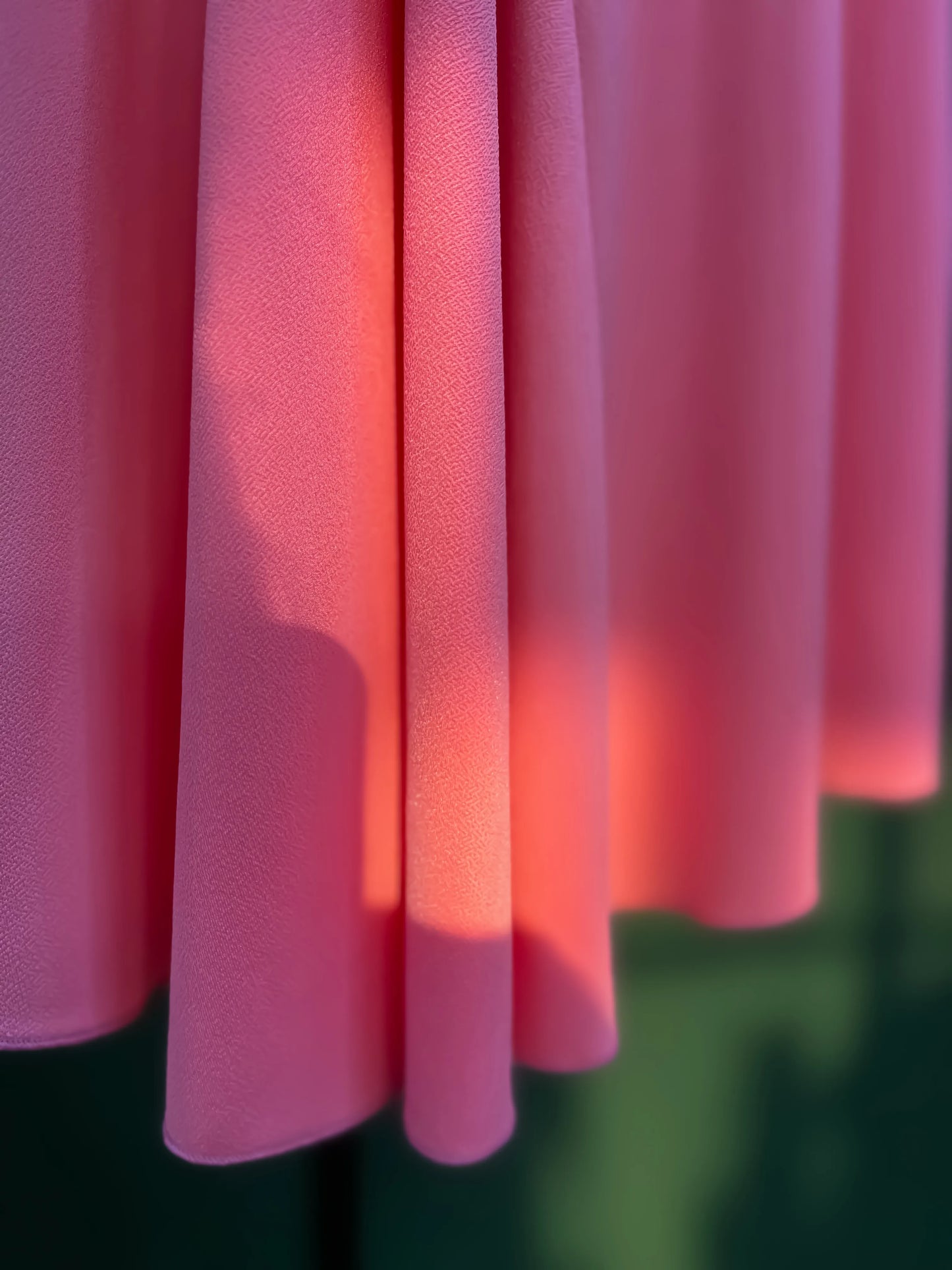 Coral tango dress with flutter sleeves and blue waistband