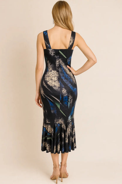 Confident and elegant viscose tango dress with flared silhouette