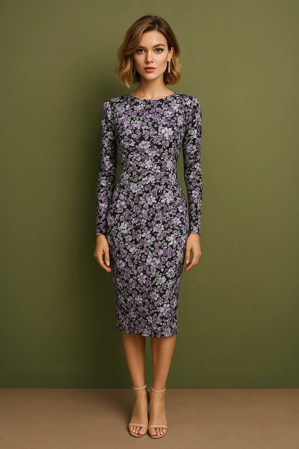 Exclusive figure-hugging midi dress with back slit