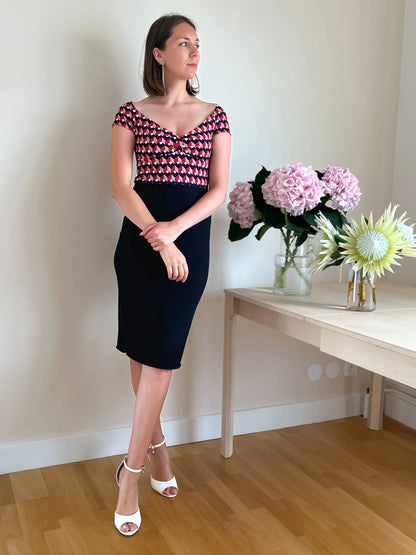 Exclusive geometric print tango dress with back slit