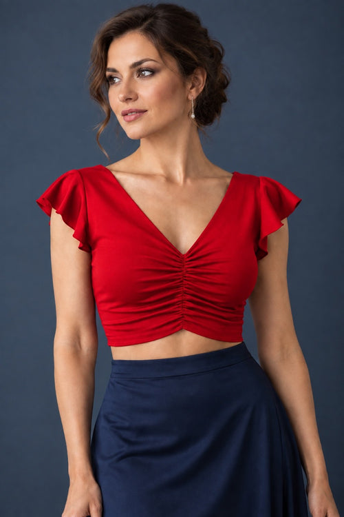 Zartes Jersey-Tango-Top mit Flatterärmeln