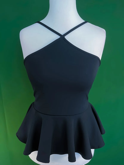 Black jersey peplum tango top - one of a kind