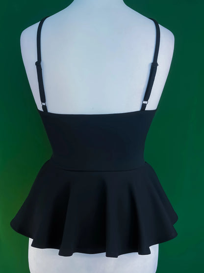 Black jersey peplum tango top - one of a kind