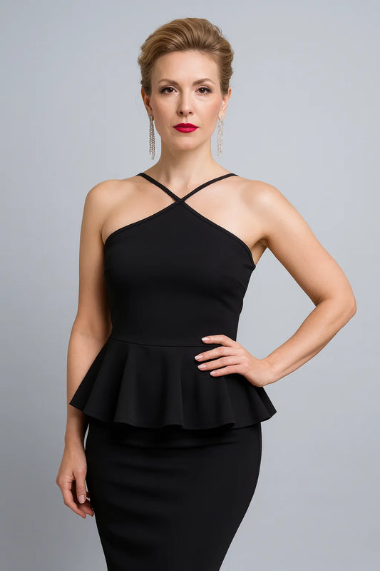 Haut péplum tango en jersey noir - pièce unique