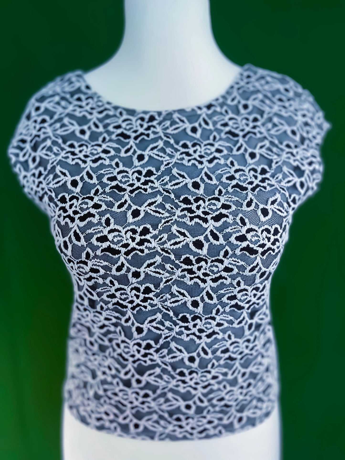 Grey lace tango top with semi-open back