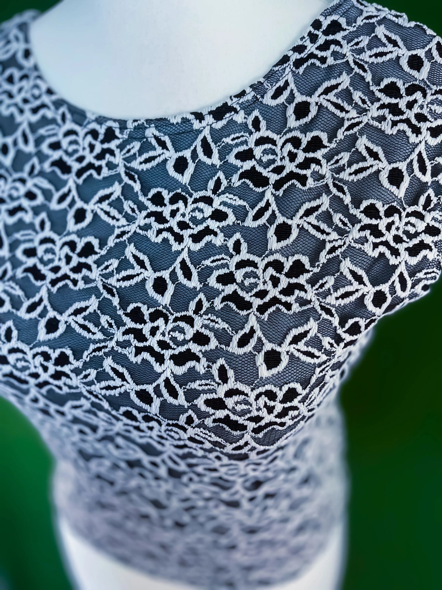 Grey lace tango top with semi-open back