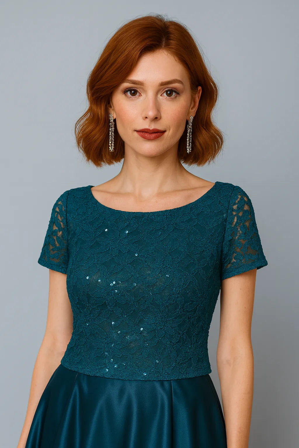 Feminine sparkling lace tango top with semi-open back