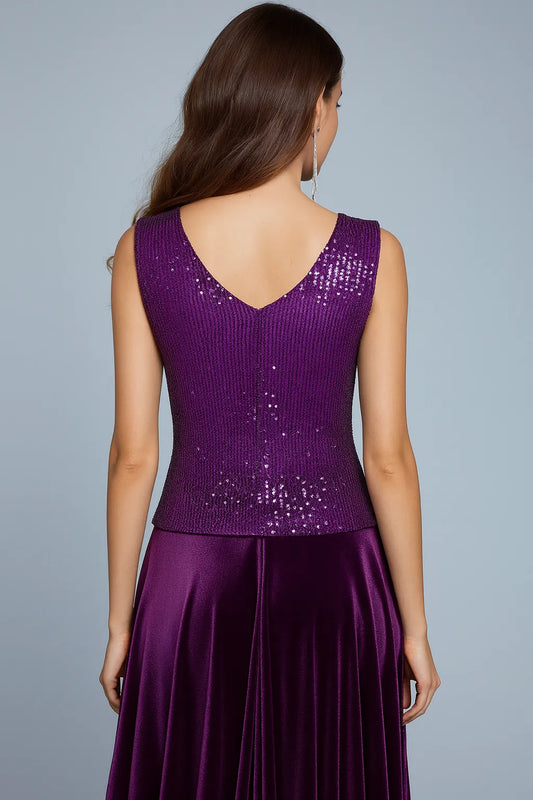 Shimmering sequin tango top with V-back