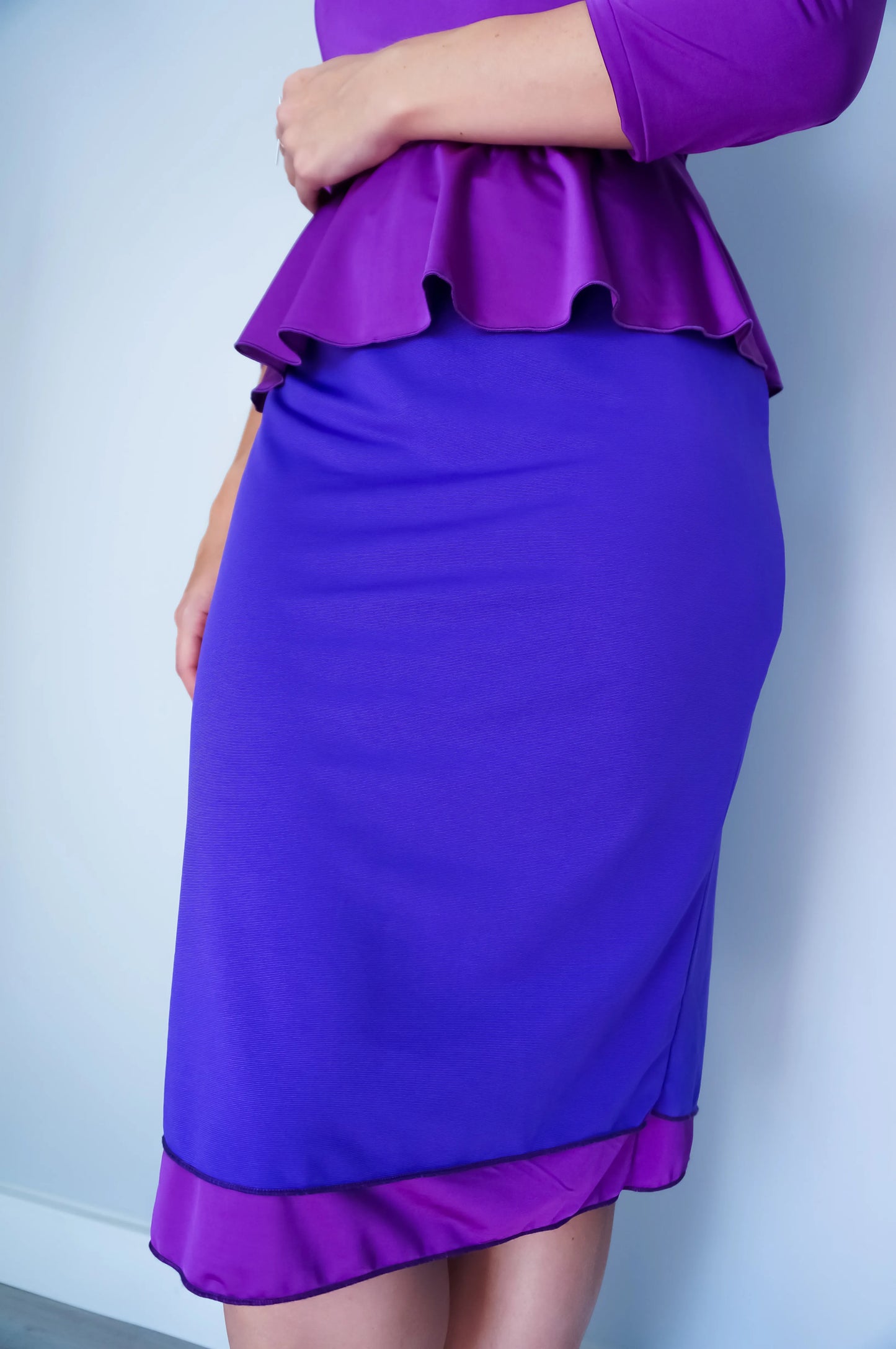 Violet double-layer tango skirt with fishtail back