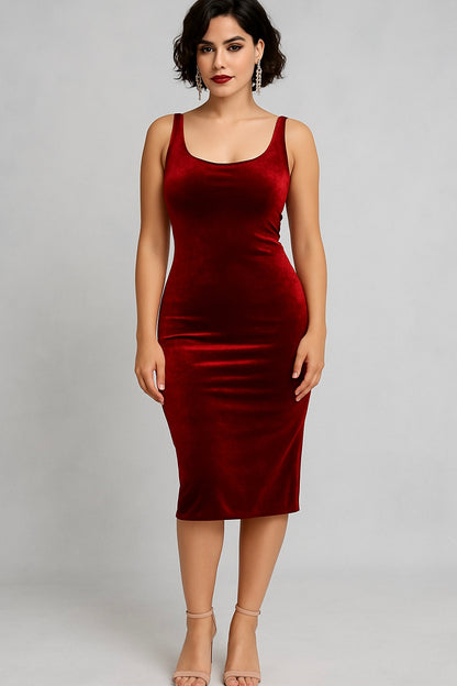 Graceful velvet tango dress with slit
