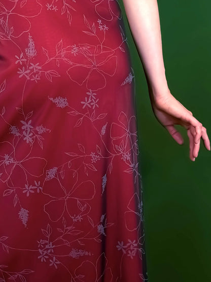 Elegant black mesh tango skirt with floral overlay