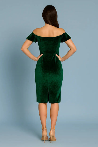 Emerald velvet tango dress with back slit